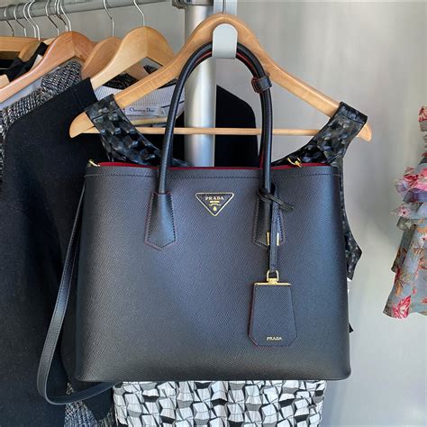 prada large double leather tote|prada large tote bag black.